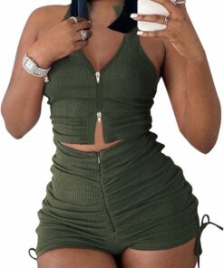 Casual Stretchy Ribbed Tank Set CL1