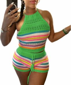 Green Crochet Knit Beach Set CL7