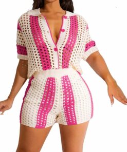 Green Crochet Hollow Out Set CL3