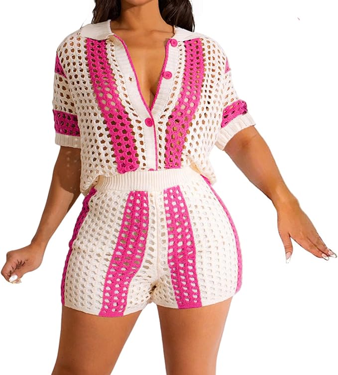 Green Crochet Hollow Out Set CL3