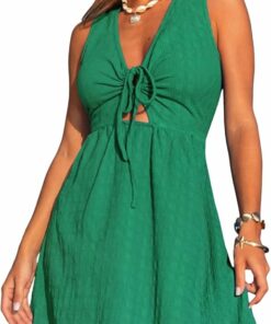 Green Sleeveless Cutout Mini Dress CL45