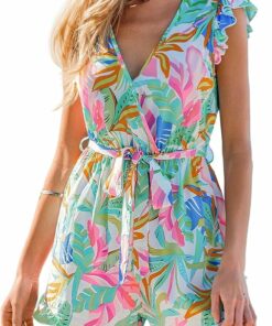 Tropical Overall V Neck Romper CL31