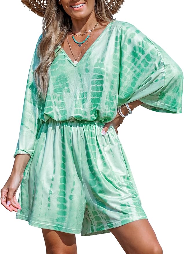 V Neck Wide Leg Rompers CL34
