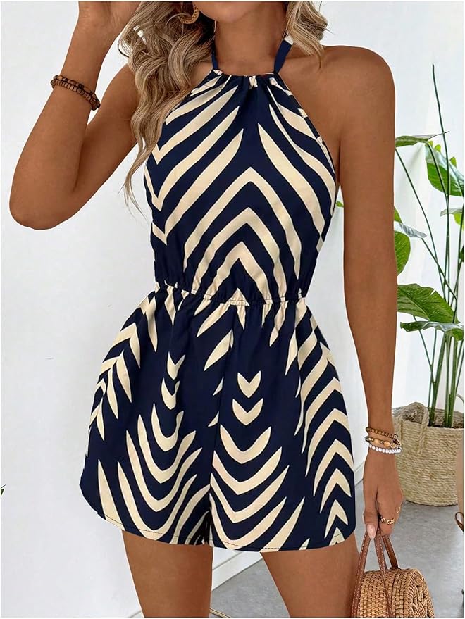 Women's Allover Print Halter Jumpsuit CL24 - Image 2