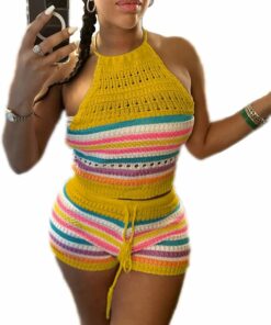 Yellow Crochet Knit Set CL8